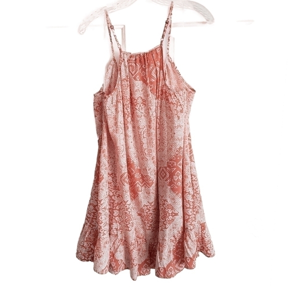 NWOT Pearle 88 Boho Beach Strappy Mini Dress Coral & white Size M - Picture 3 of 9